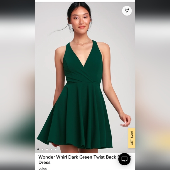Lulus Dresses & Skirts - Wonder Whirl Dark Green Twist Back Skater Dress